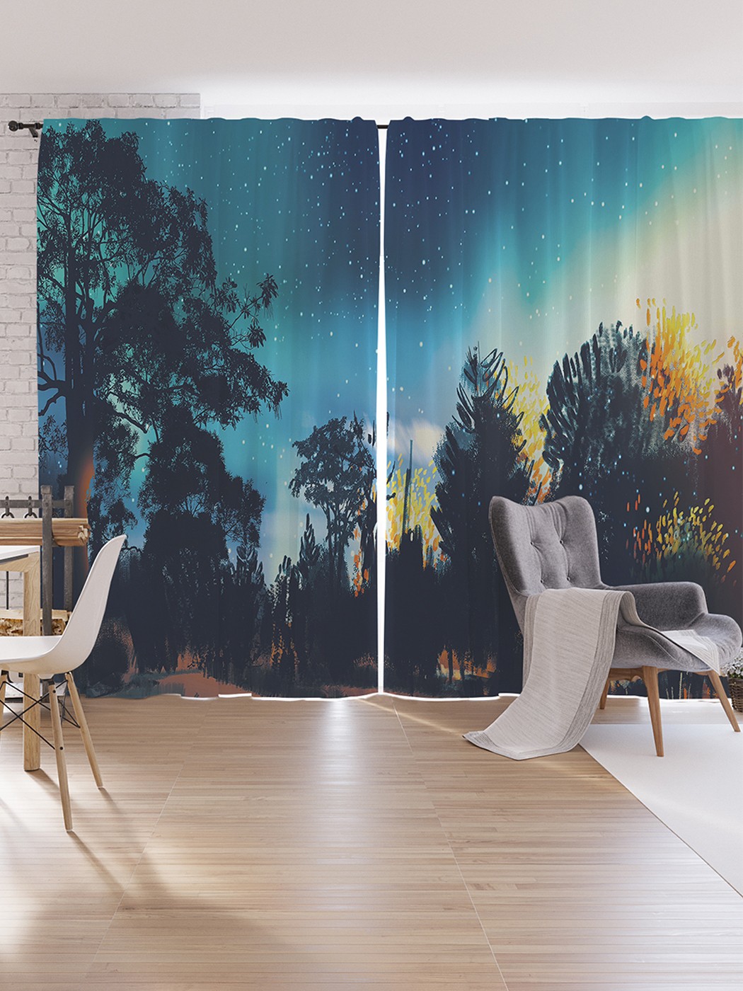 

Шторы под лён JoyArty "Ночное сияние", серия Oxford DeLux, 340х265 см, Ночное сияние