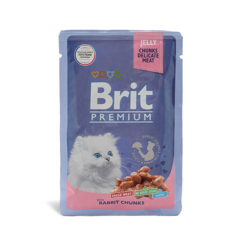 Влажный корм для котят Brit Premium кролик в желе, 85 гр