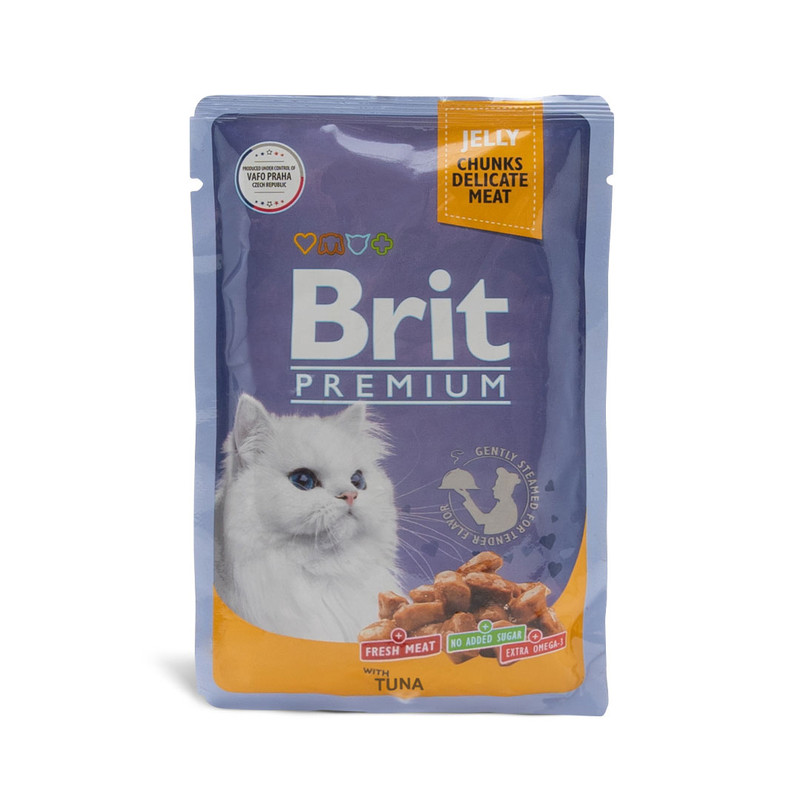 

Влажный корм для кошек Brit Premium тунец в желе, 85 гр, Premium