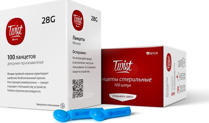 

Ланцеты "Qlance Twist" 28G универсальные №100, Голубой, 5480