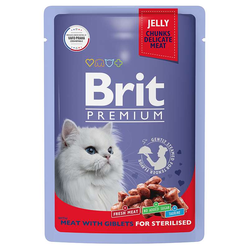 фото Влажный корм для кошек brit мясное ассорти, для стерилизованных, 85 г