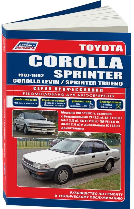 

Toyota Corolla, Sprinter 1987-92 бенз. 2E (1,3) 4A-F (1,6) 5A-F (1,5) 4A-FE (1,6)...