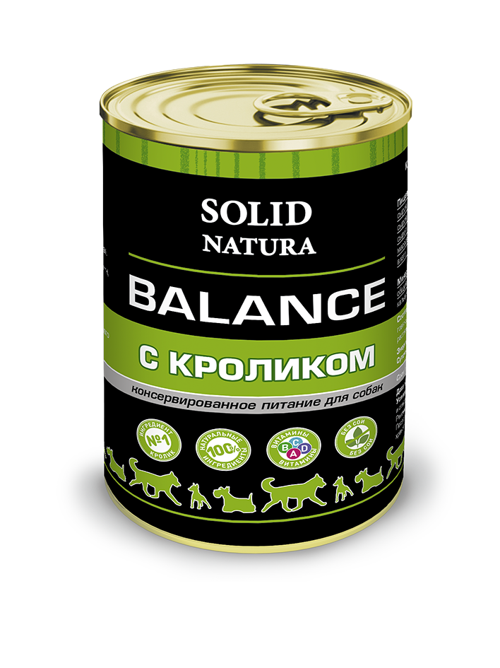 фото Влажный корм для собак solid natura balance кролик 340г х 12 шт