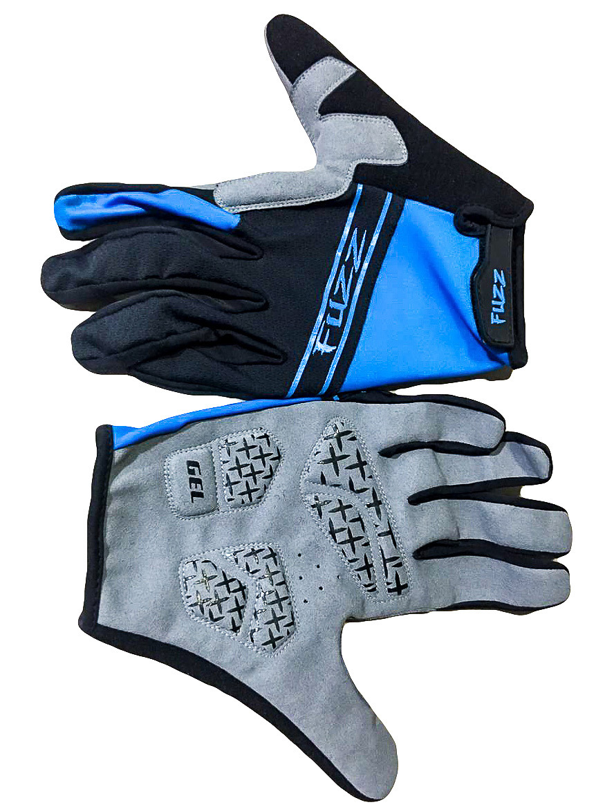 Перчатки велосипедные лайкра, длинные  пальцы, RACE LIGHT черно-синие, размер L, для сенсо