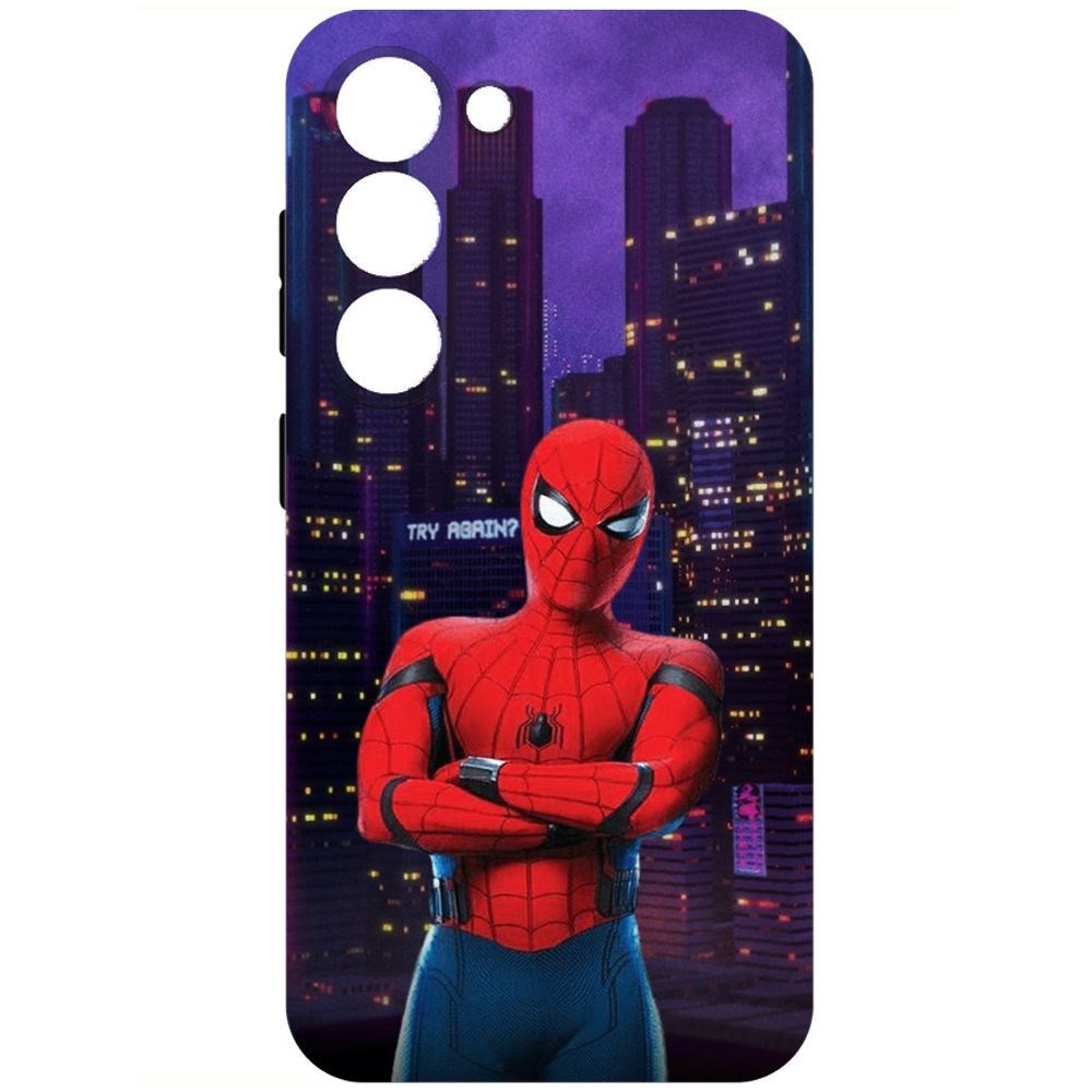 

Чехол-накладка Krutoff Soft Case Человек-Паук. На крыше для Samsung Galaxy S23 черный