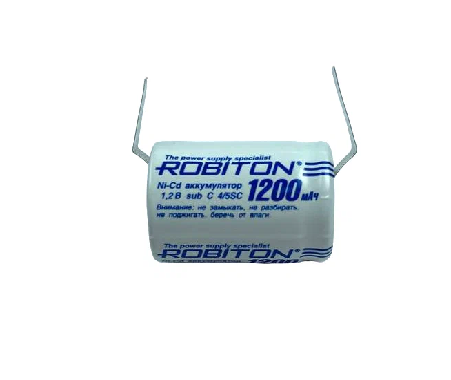 Аккумулятор ROBITON 1200NC4/5 SC, NiCd, 1.2 В, 1200 мАч с лепестковыми выводами аккумулятор liitokala ncr 18500 lii 16c 3 7 в 1600мач без защиты с лепестковыми выводами