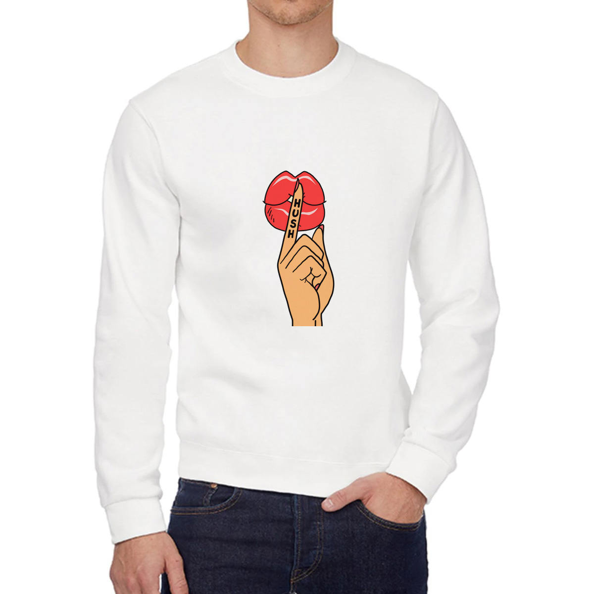 

Свитшот женский CoolPodarok Илюстрация. Губы hush белый 46 RU, W0501650