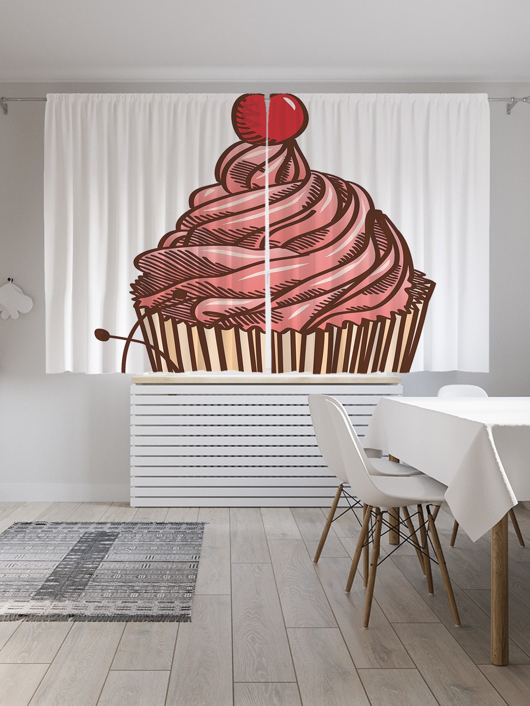 

Шторы JoyArty с фотопечатью "Кекс с вишенкой" из сатена, 290х180 см, Кекс с вишенкой