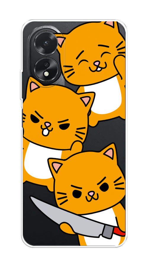 

Чехол на Oppo A38/A18 "Опасные котики", Оранжевый;серый;белый, 2515450-1