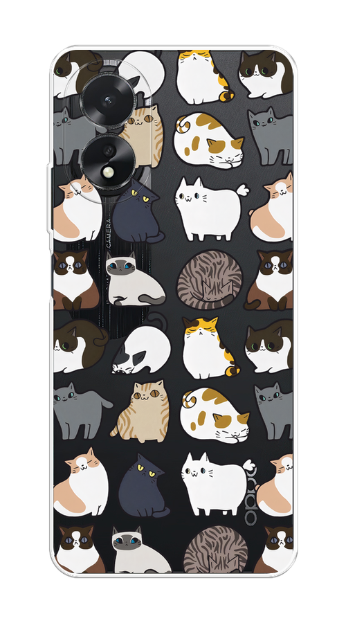 

Чехол на Oppo A38/A18 "Милые котики", Прозрачный;белый;серый, 2515450-1
