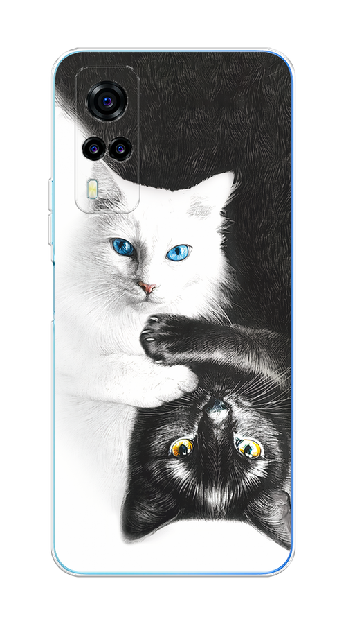 

Чехол на Vivo Y53s 4G "Коты Инь-Янь", Черный;белый;голубой, 264950-1
