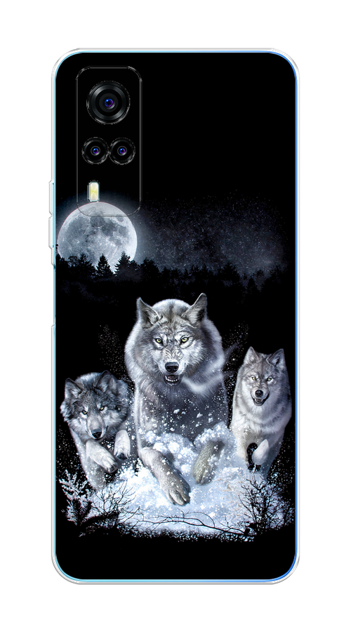

Чехол на Vivo Y53s 4G "Стая волков под луной", Черный;белый;серый, 264950-1
