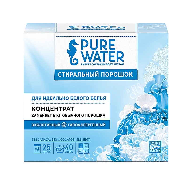 

Стиральный порошок Pure Water для белого белья, 800 г