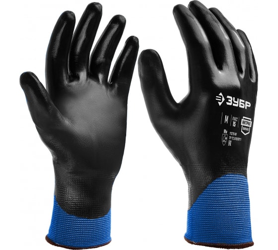 фото Маслобензостойкие перчатки зубр механик+ размер xl, полный облив, тонкие 11279-xl