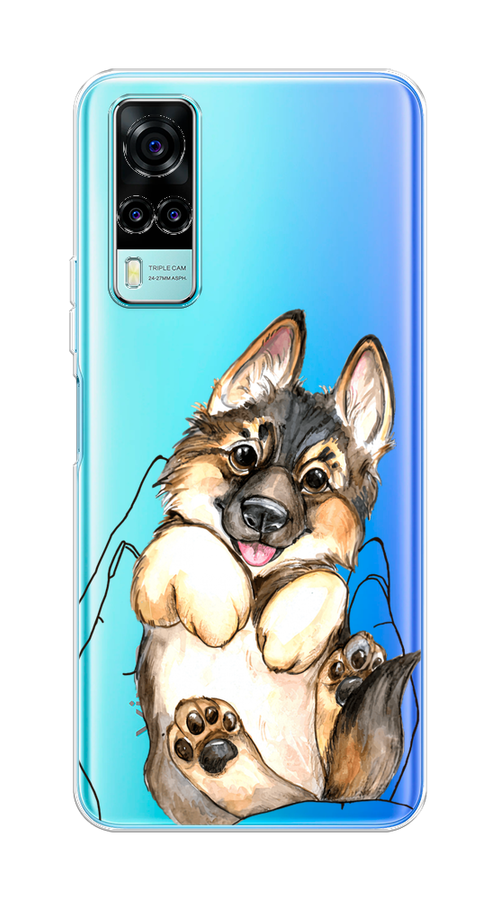 

Чехол на Vivo Y53s 4G "Овчарка в ладошках", Серый;бежевый;белый, 264950-1