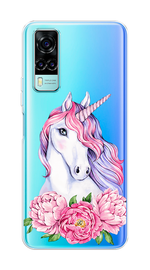 

Чехол на Vivo Y53s 4G "Единорог с пионами", Розовый;белый;зеленый, 264950-1