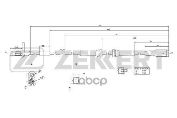 

Датчик Abs Задн. Peugeot Partner 08- 5008 09- Citroen Berlingo Ii 08- C4 Picasso 07- Zekke