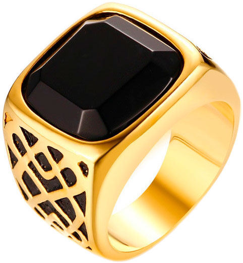 

Кольцо печатка из стали р. 19 DG Jewelry C19-SS-BA-BE, агат, C19-SS-BA-BE