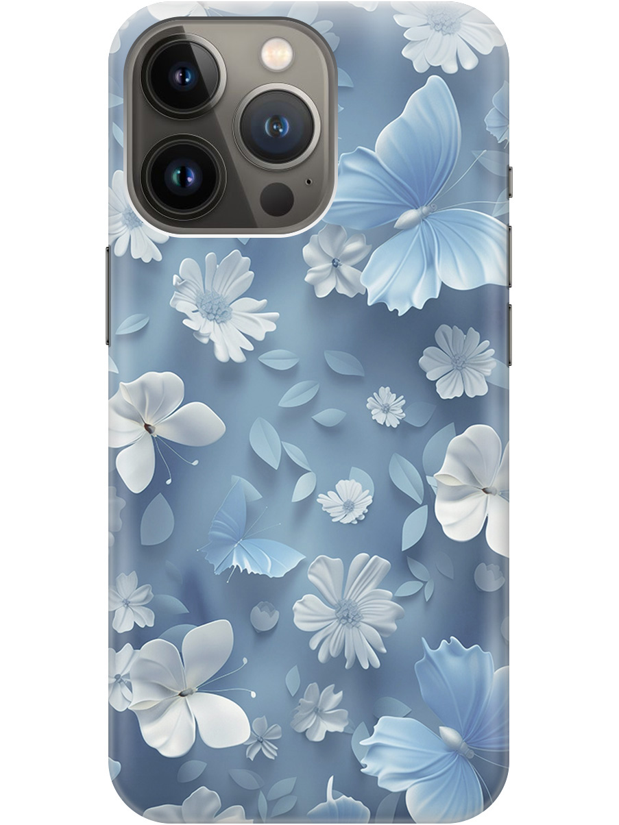 

Силиконовый чехол на Apple iPhone 14 Pro Max с принтом "Голубые бабочки", Прозрачный;белый;голубой, 745400810