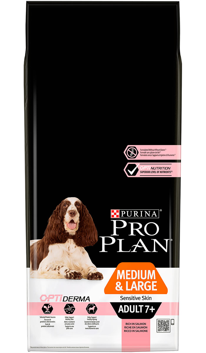 

PRO PLAN PRO PLAN ADULT 7+ OPTIDERMA MEDIUM & LARGE SENSITIVE SKIN для пожилых собак средн