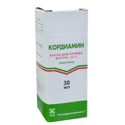 Купить Кордиамин капли для приема внутрь 25% 25 мл, Татхимфармпрепараты, Россия