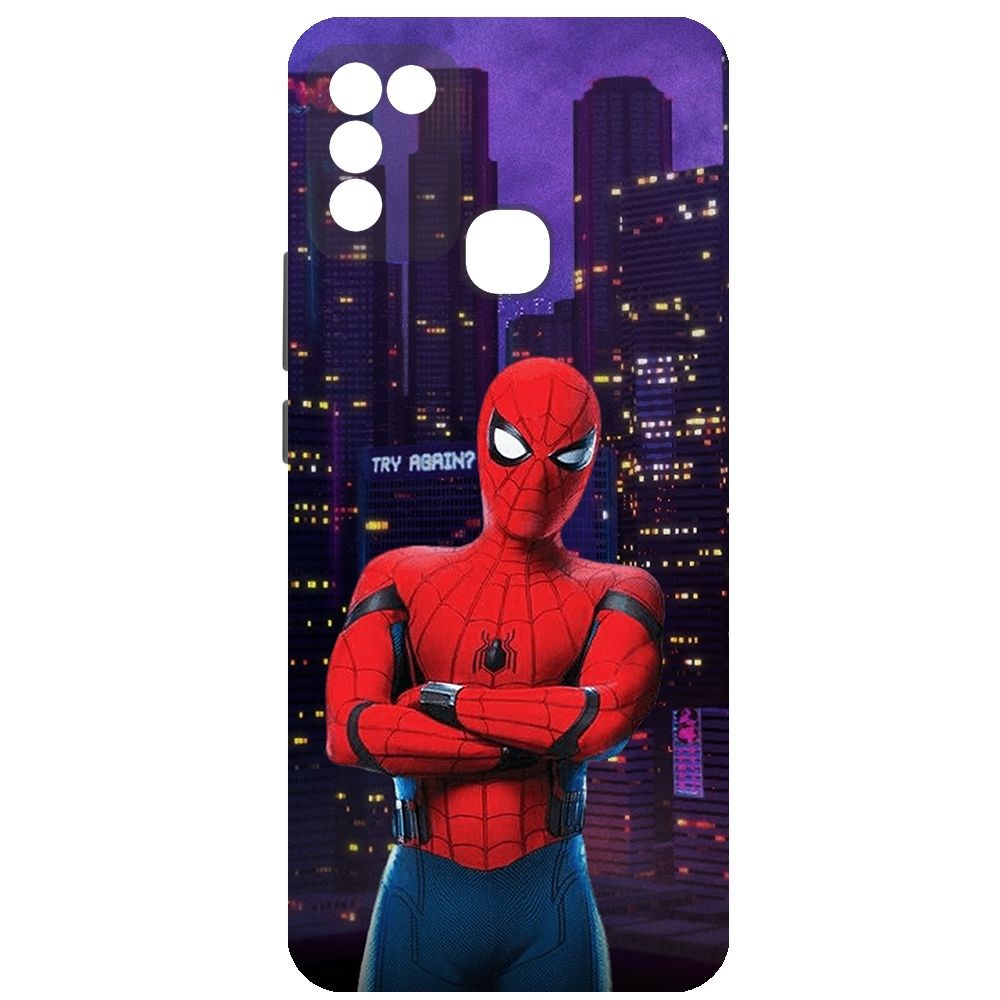 

Чехол-накладка Krutoff Soft Case Человек-Паук. На крыше для INFINIX Hot 11 Play черный