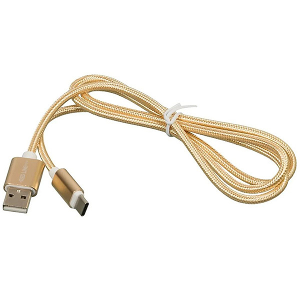 фото Кабель usb type-c red line 3a - 3.0 в переплете 1м золотой