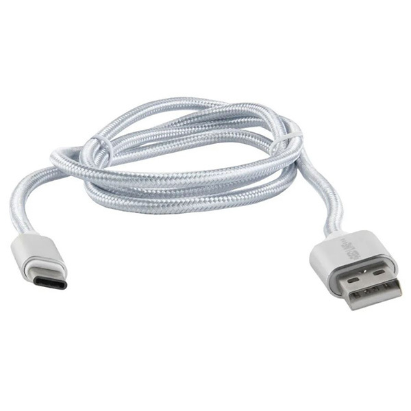 фото Кабель usb type-c red line 3a - 3.0 в переплете 1м серебряный