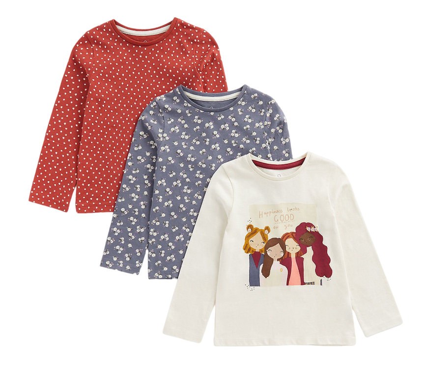 Лонгслив детский Mothercare T-shirt 3 pcs мультиколор 116 5199₽