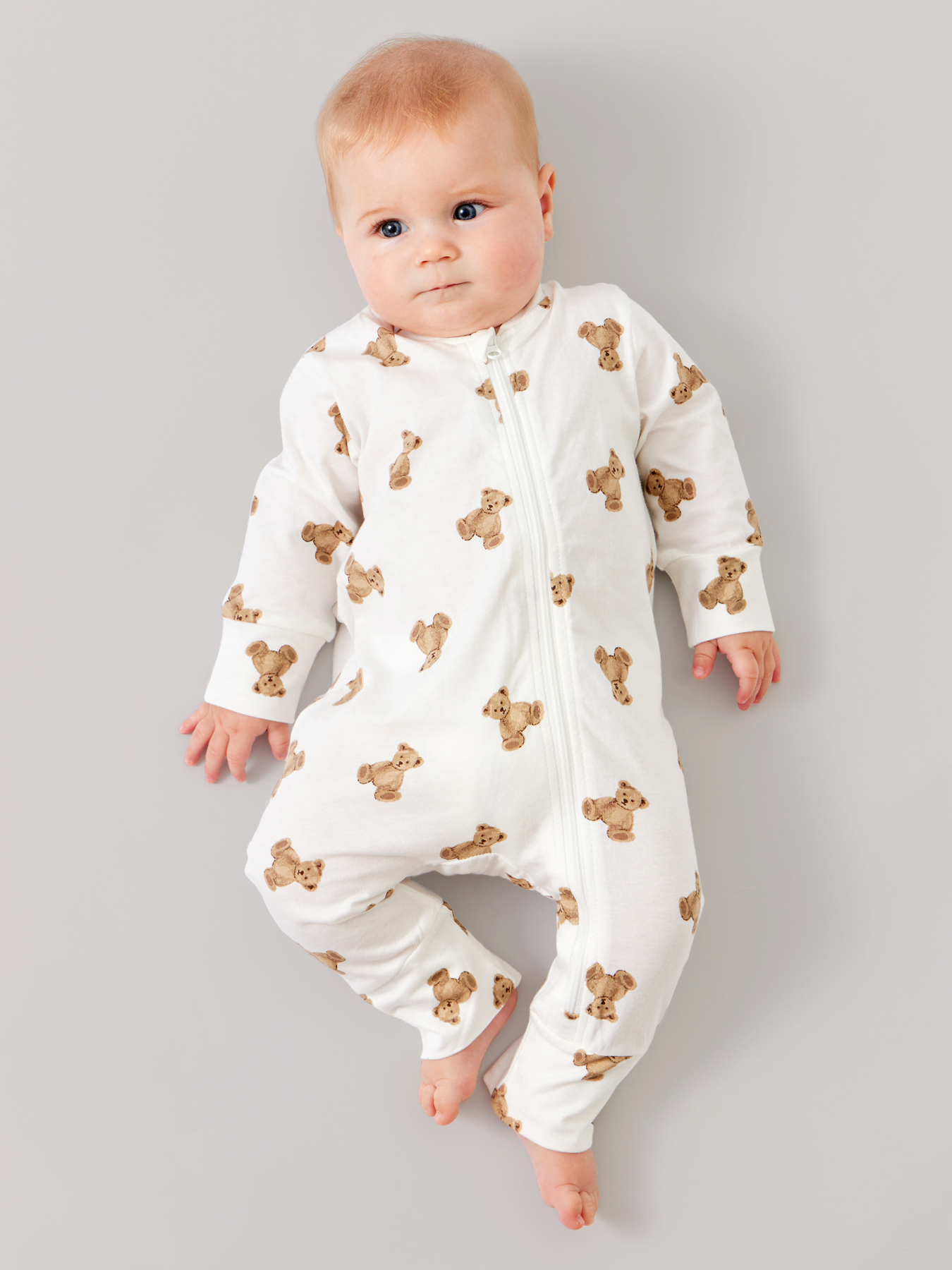 

Комбинезон детский Happy Baby 90114, bears, 74, Белый;коричневый, 90114