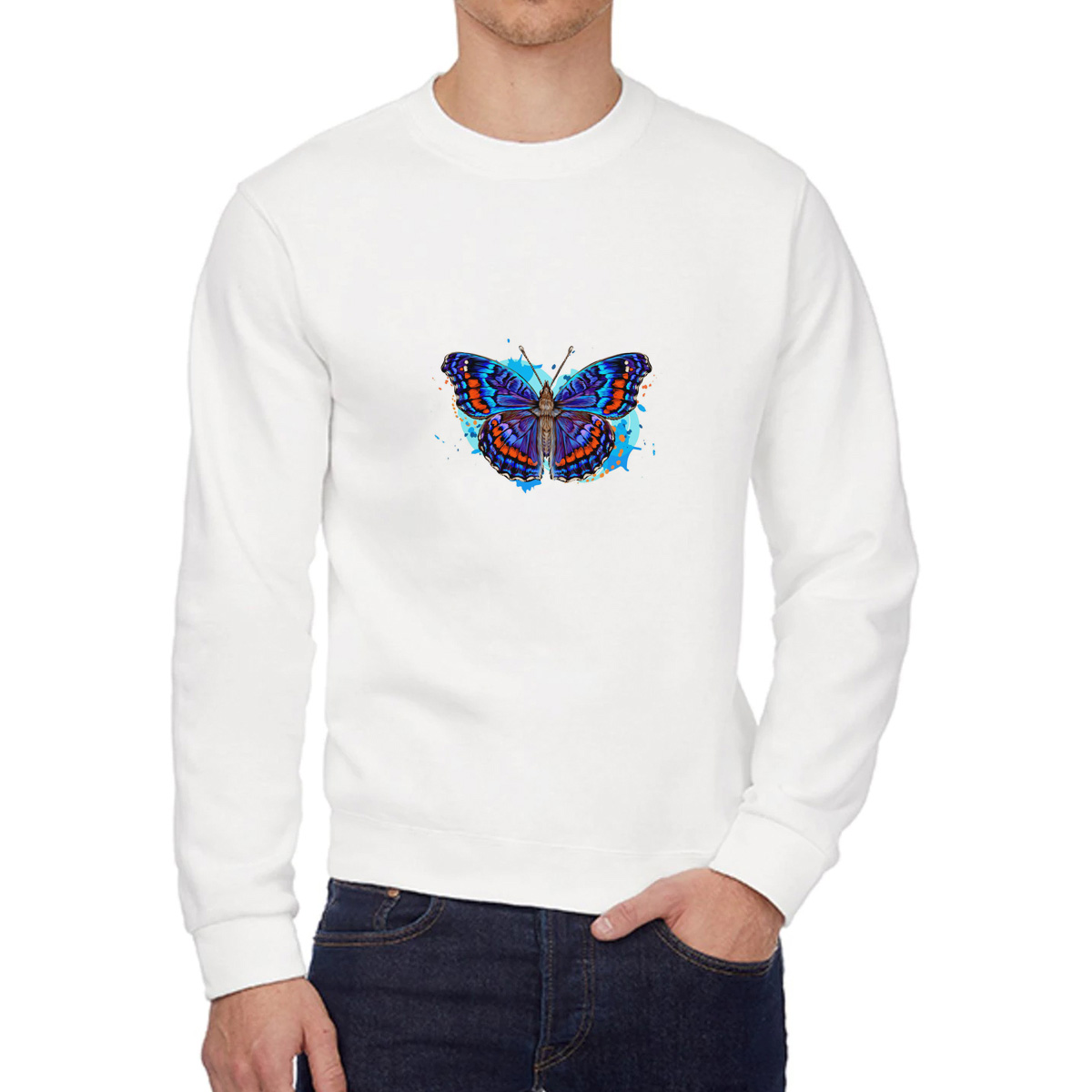 

Свитшот женский CoolPodarok Насекомые. Бабочка белый 46 RU, W0501729