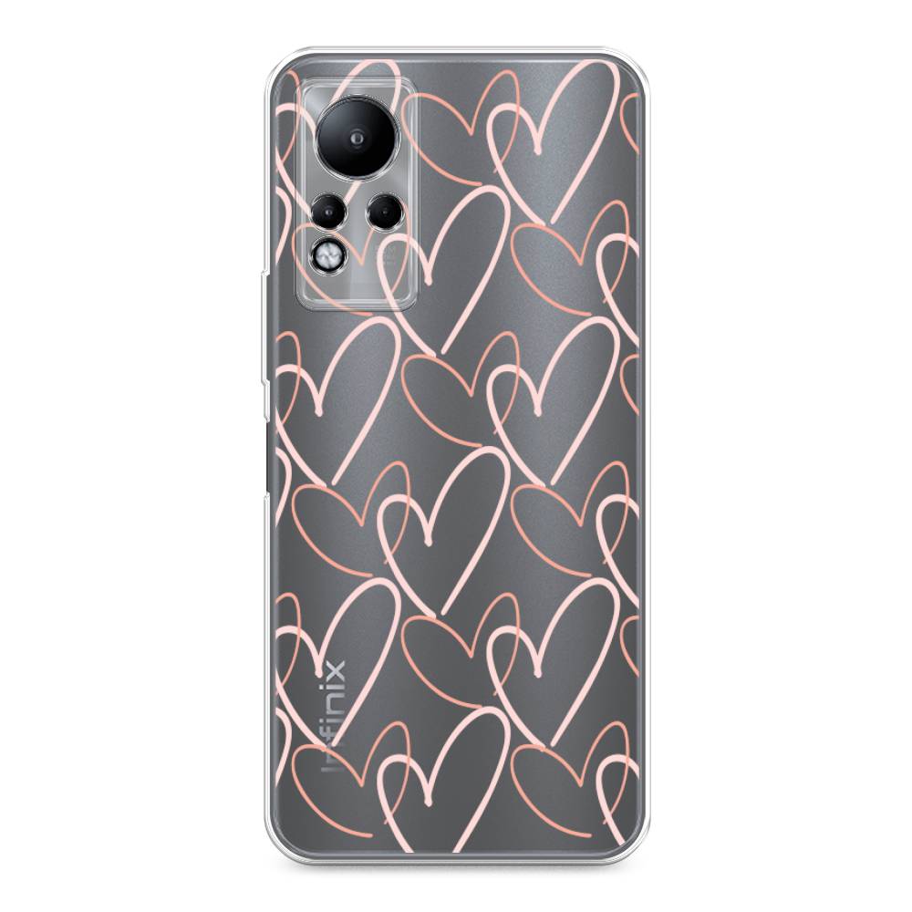 

Чехол на Infinix Note 11/12 G88 "Узор из сердечек", Розовый;бежевый, 3100450-6
