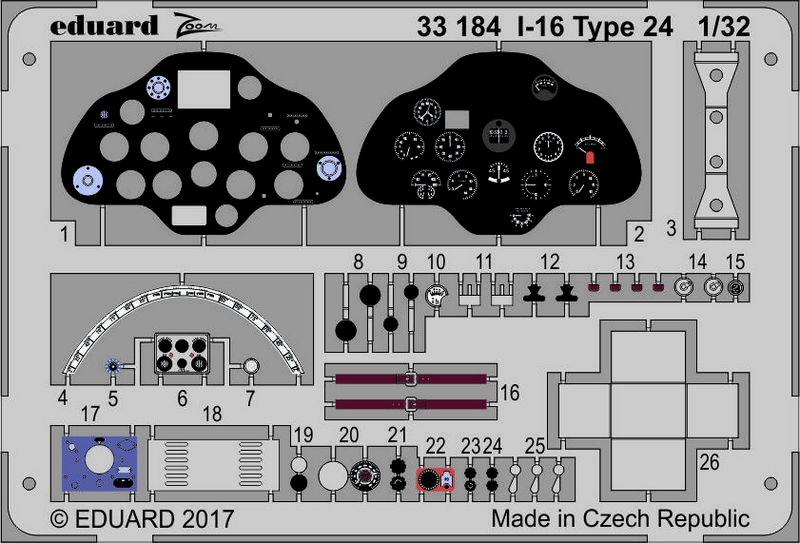 

Фототравление Eduard 33184 И-16 Тип 24