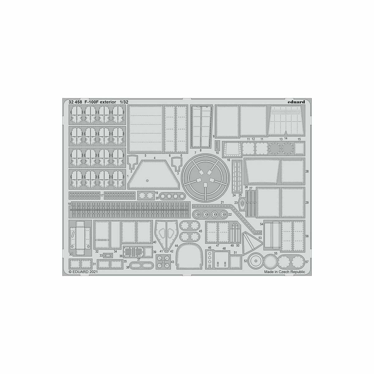 

Фототравление Eduard 32458 F-100F экстерьер 1/32, Однотонный