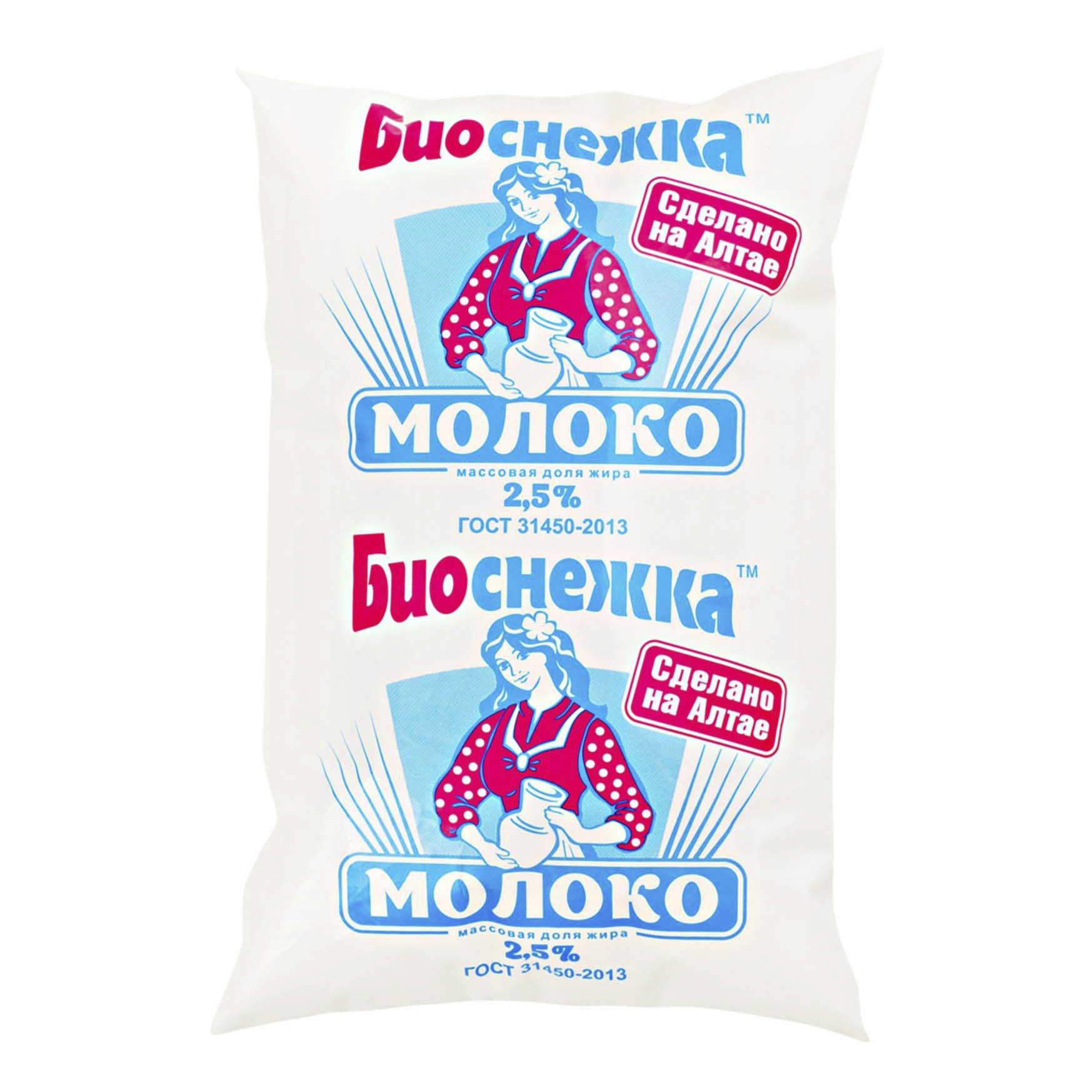 

Молоко Биоснежка пастеризованное 2,5% 900 мл