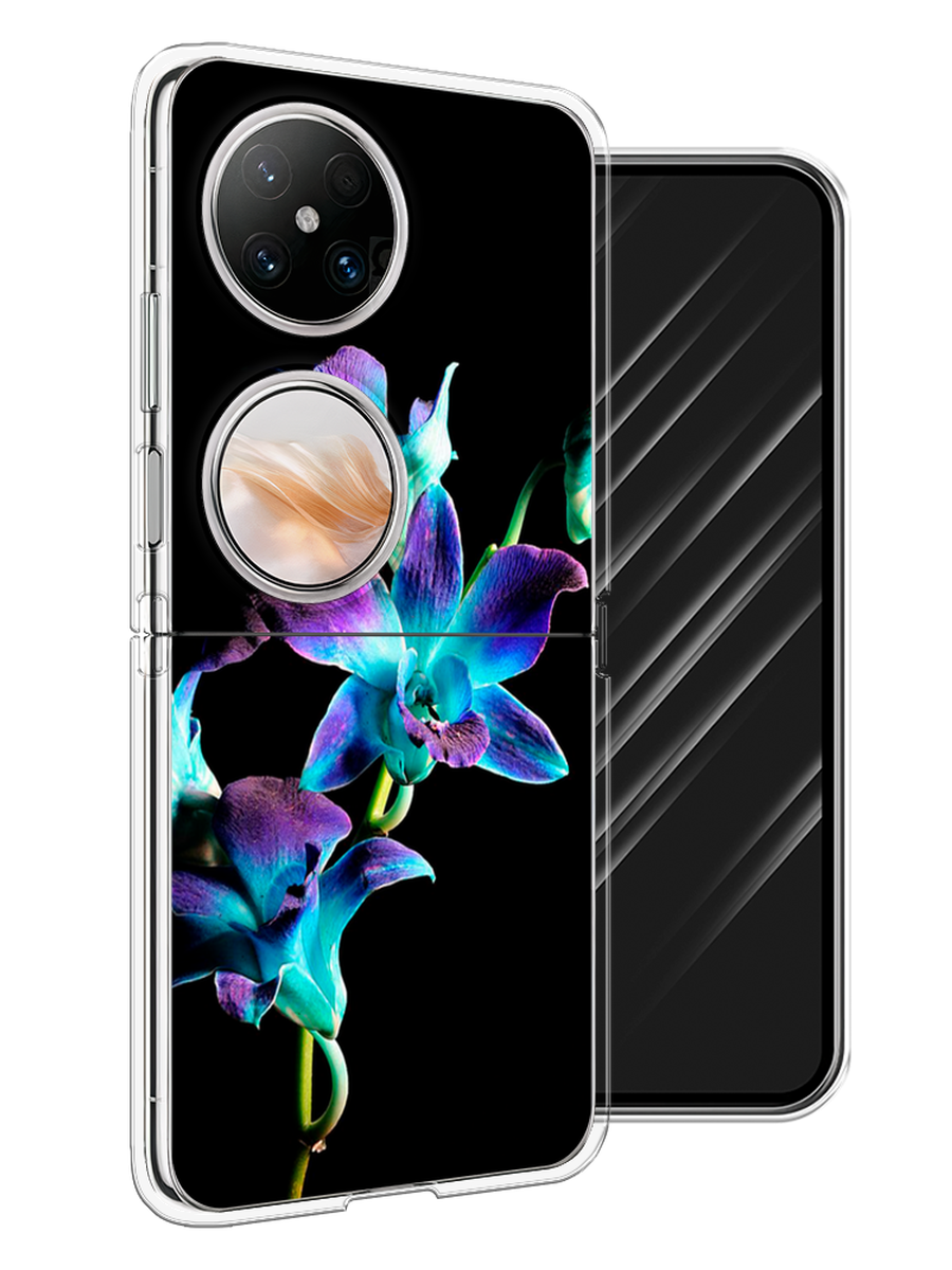 

Чехол Awog на Huawei Pocket 2 "Синий цветок на черном", Черный;голубой;синий, 6123850-1