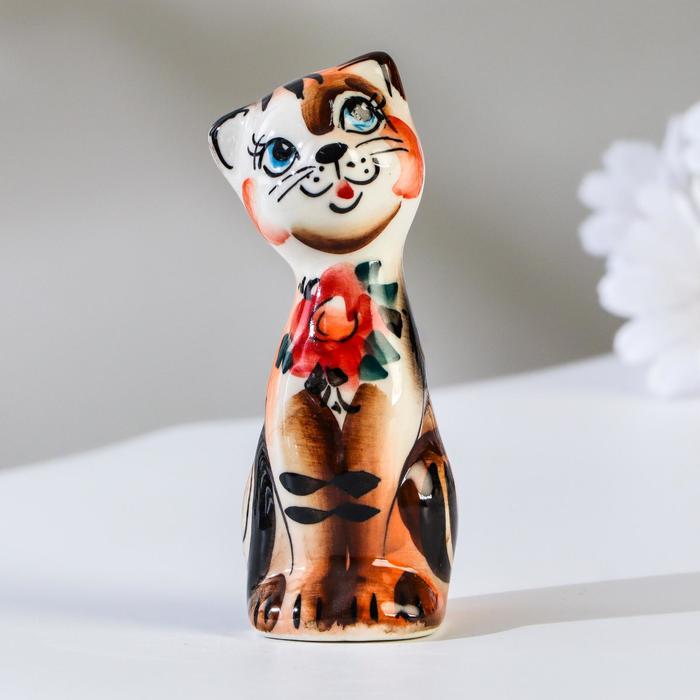 

Сувенир Кошка Милашка, 3-х цветная, 9 см, гжель (2 шт)