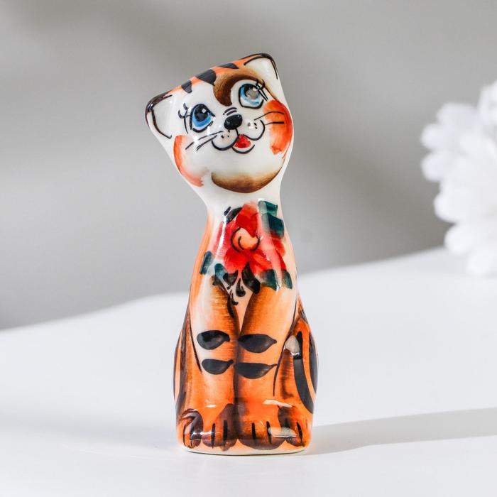 

Сувенир Кошка Милашка, рыжая, 9 см, гжель (2 шт), Оранжевый