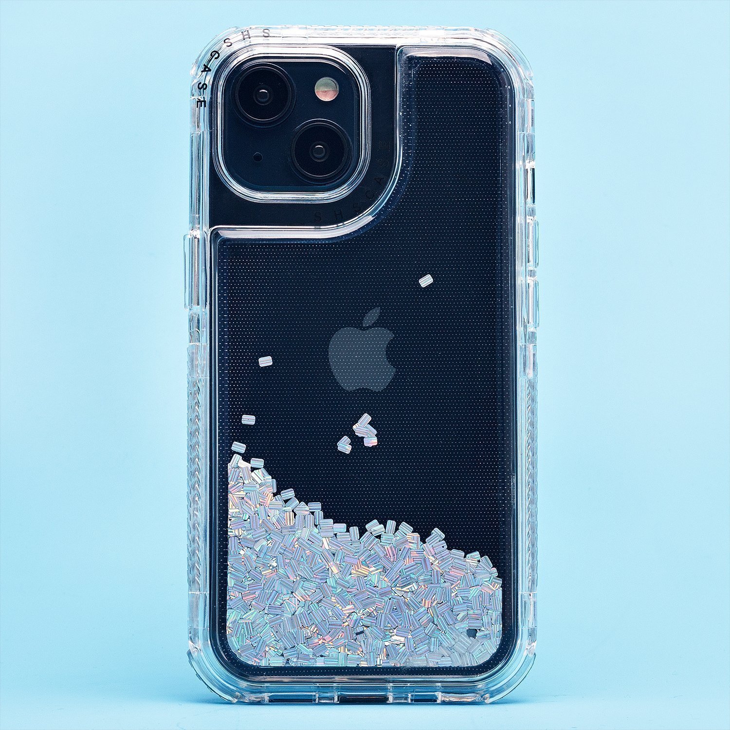 

Чехол для iPhone 15 силиконовый с блестками 4 серебристый
