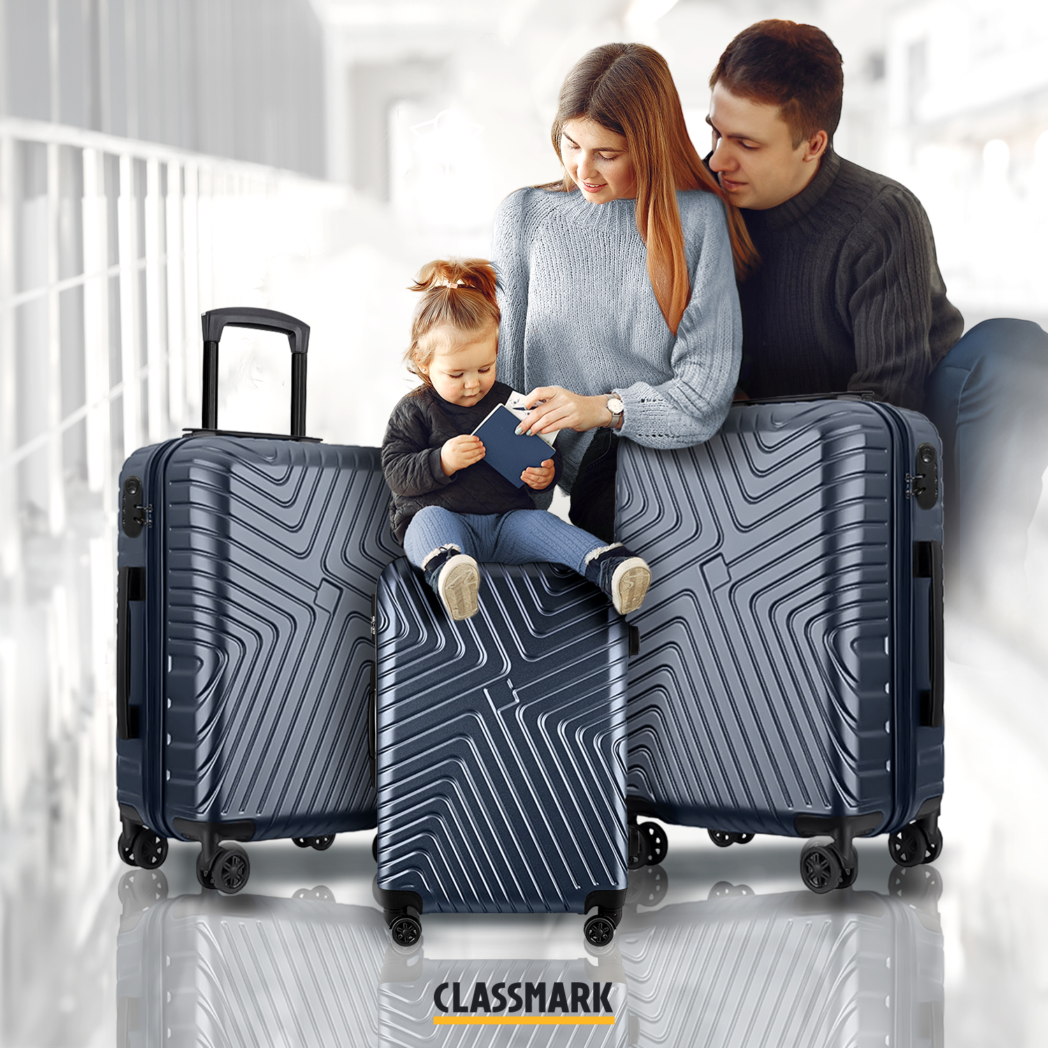 Комплект чемоданов унисекс Classmark 202209014001 темно-синий, S/M/L