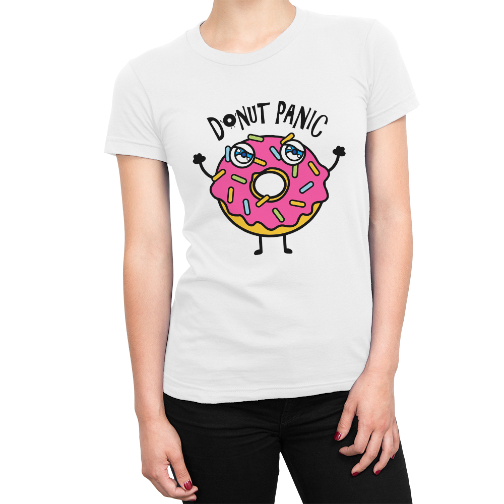 фото Футболка женская dream shirts donut panic 9898918111 белая 2xl