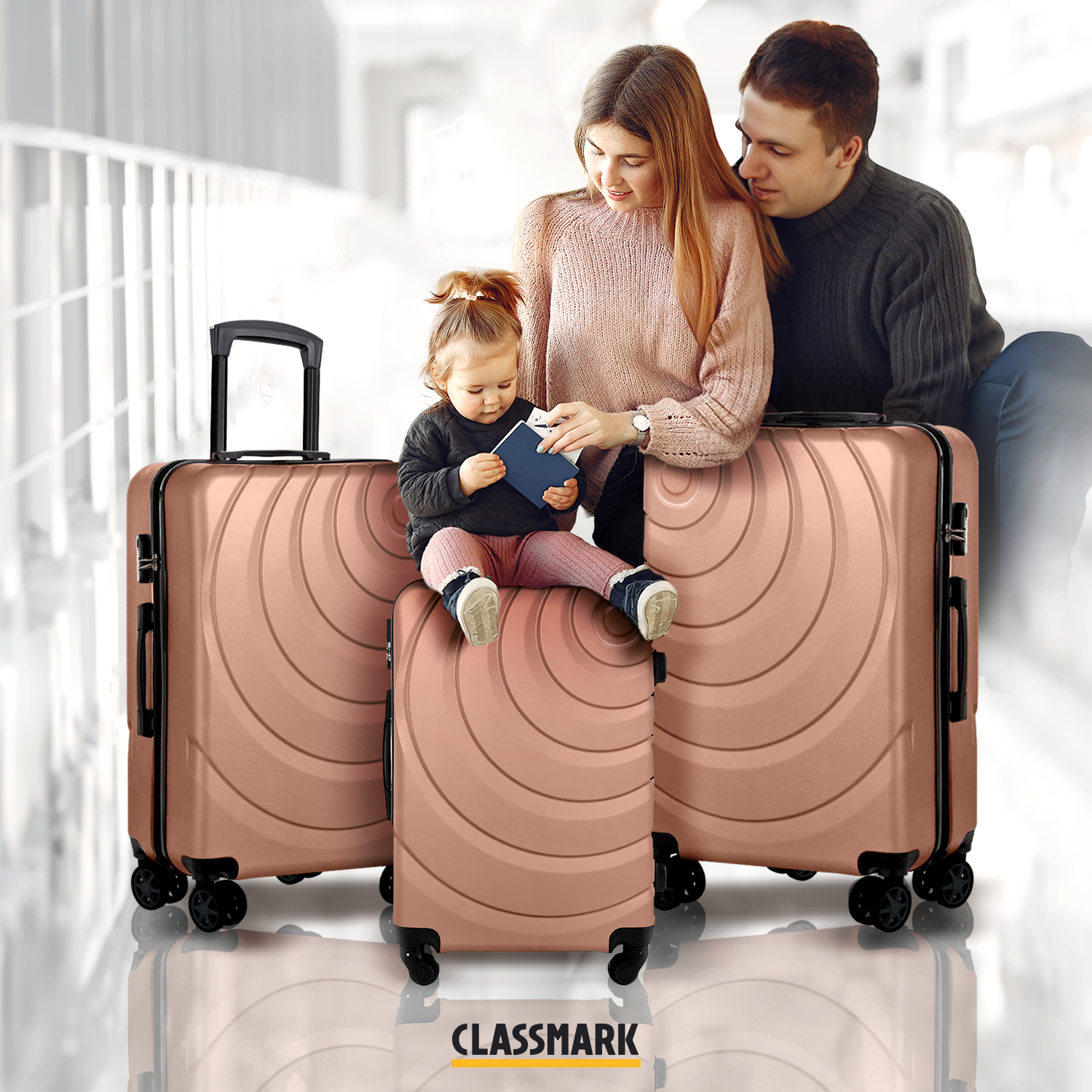 Комплект чемоданов унисекс Classmark 202209014004 пудровый, S/M/L