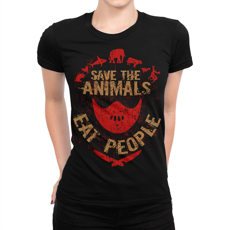 

Футболка женская Dream Shirts Ешь людей, спаси животных 10001351 черная L, "Ешь людей, спаси животных" 10001351