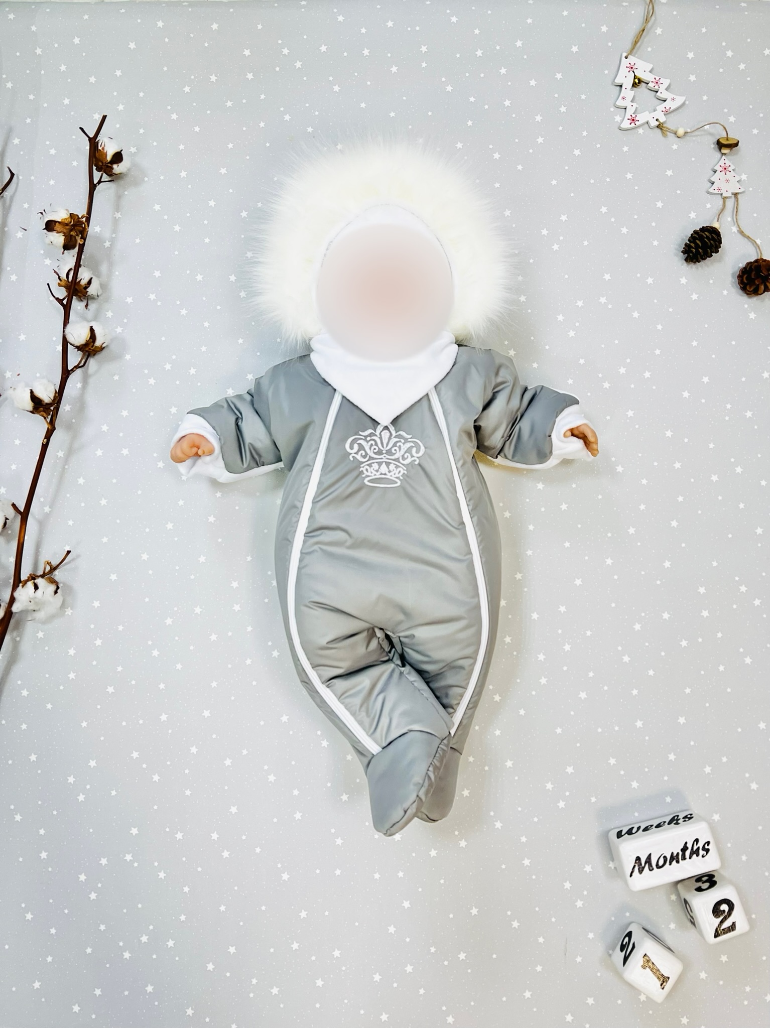 Комбинезон детский MomBaby Пушок, серый, 56 белый слюнявчик с принтом звезды dan maralex детский