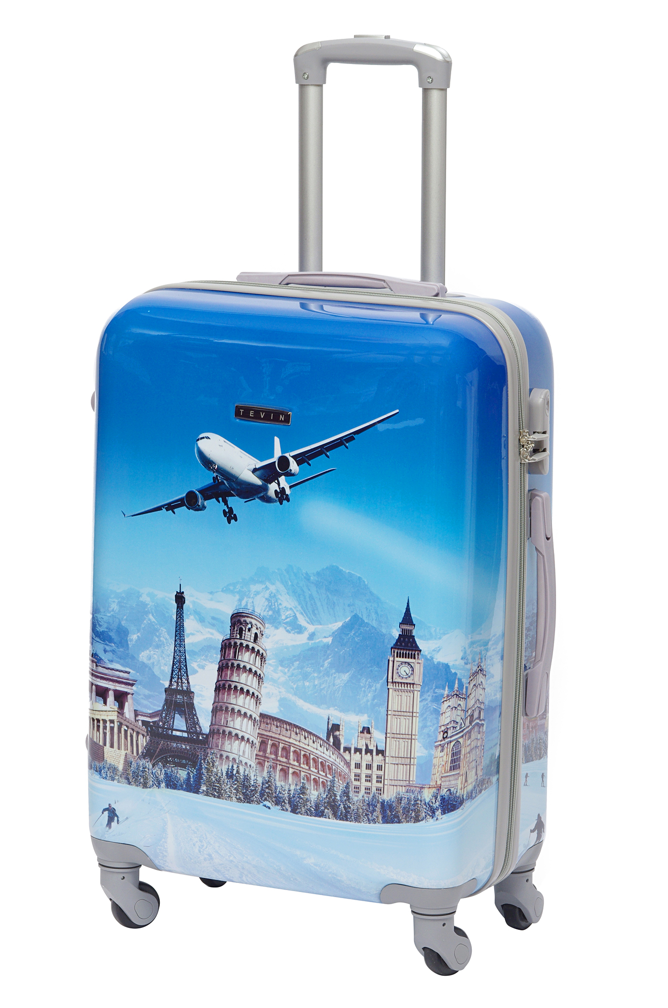 Чемодан TEVIN 0064 самолет в небе р. S+