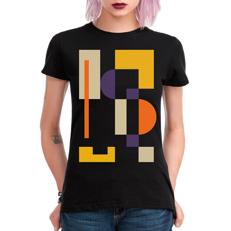 

Футболка женская Dream Shirts Mid Century Modern Geometric 10001541 черная M, Mid Century Modern Geometric 10001541