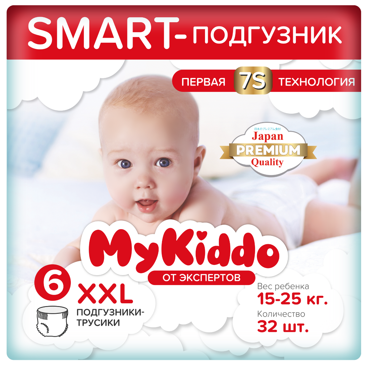 фото Подгузники-трусики mykiddo premium xxl 15-22 кг 32 шт. m20532