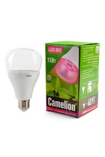 Светильник для растений Camelion BIO LED15-PL E27 15Вт 100043056026