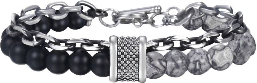 

Браслет из стали DG Jewelry B051901-G, агат\говлит, B051901-G
