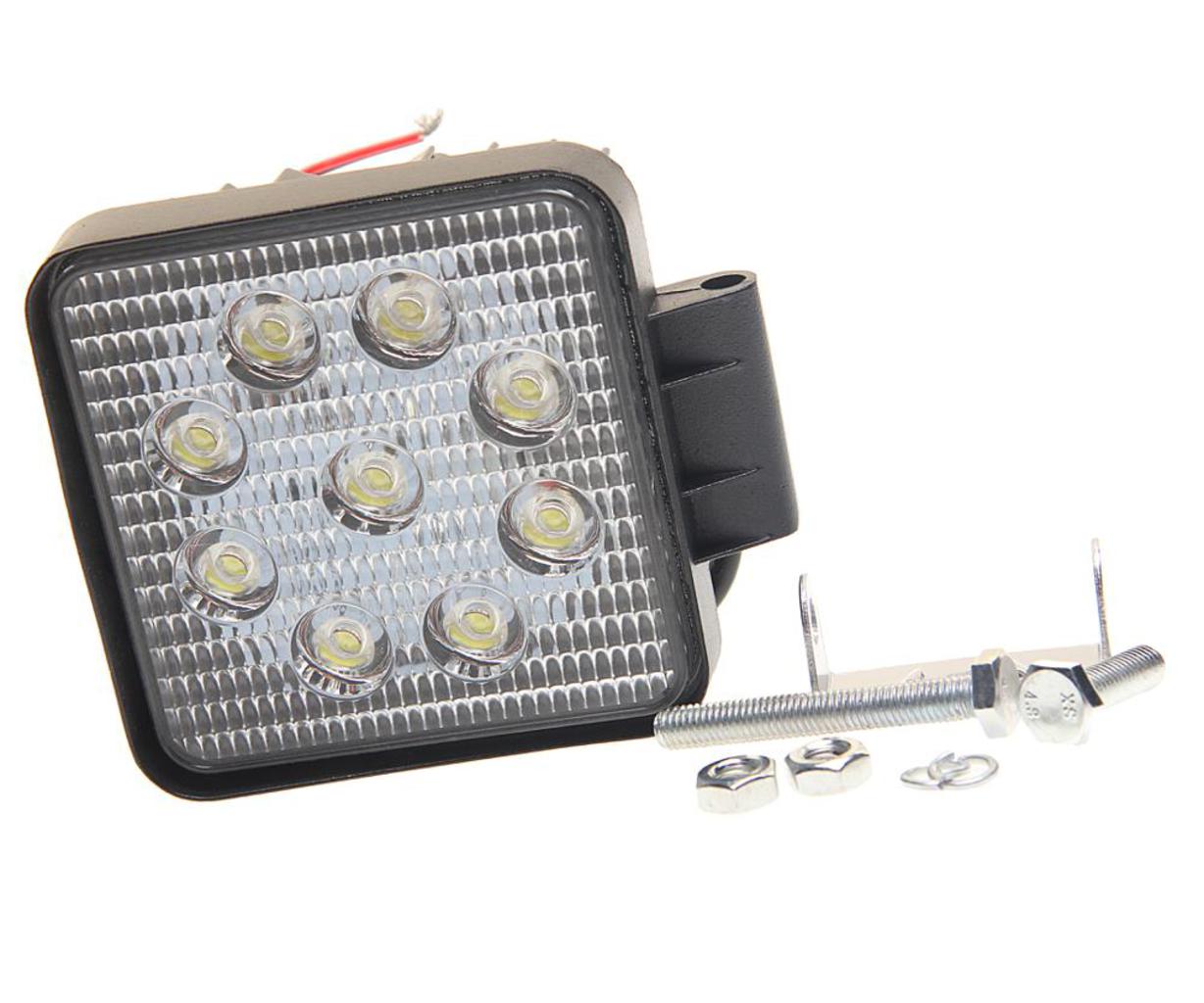 Фара рабочего света 110х110мм 27Вт (9 LED) рассеянный свет (Flood) 12-24V MEGAPOWER 370-30